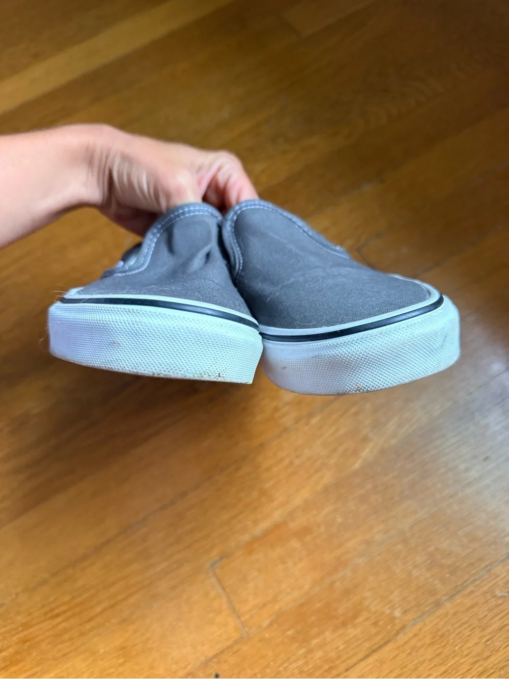 Vans Classic Slip-On Canvas Sneakers in Gray and White Charcoal Men’s size 7